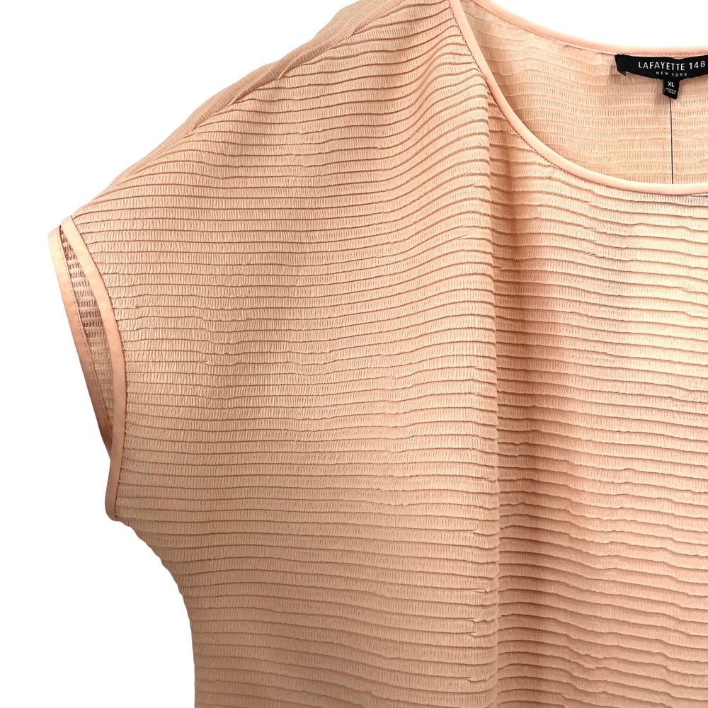 NEW Lafayette 148 Aura Pink Gauze boxy Blouse top Size XL peach pink textured - Picture 6 of 9